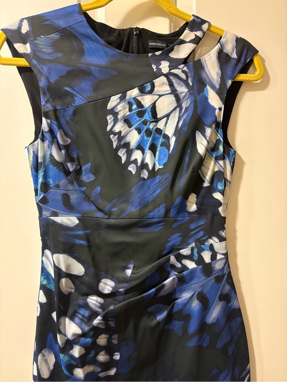 Karen Millen Monarch Butterfly Print Blue & Black Printed Sheath Dress - Picture 12 of 12